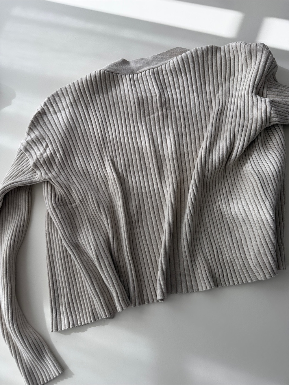 Abercrombie & Fitch Ribbed Crop Cardigan and Tank Set - Light Taupe - Picture 7 of 7